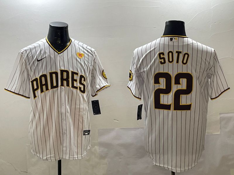 Men San Diego Padres #22 Soto White Stripe Game 2025 Nike MLB Jersey style 6->san diego padres->MLB Jersey